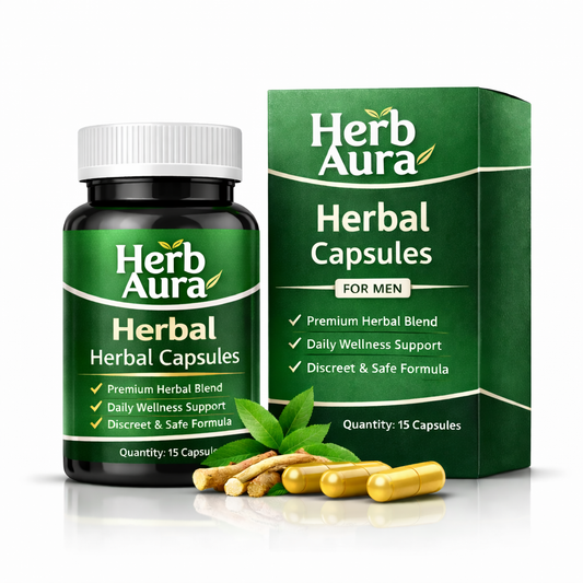 Herb Aura Golden Herbal Capsules For Men – 100% Natural Vitality & Stamina Support